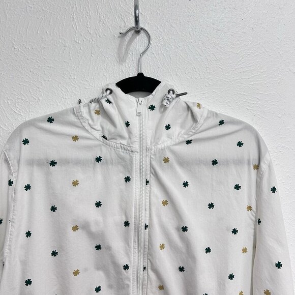 Denim & Flower Ricky Singh Green Shamrock Print Zip Up Jacket White Men's Size L - Picture 2 of 12